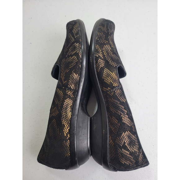 Dansko Olivia Black Gold Shoes Loafers Snake Print Comfort Shoes Women's Size 38 - Picture 11 of 13